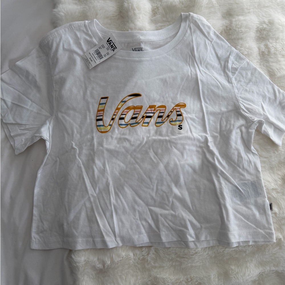 Vans White Tee with Gold Script
